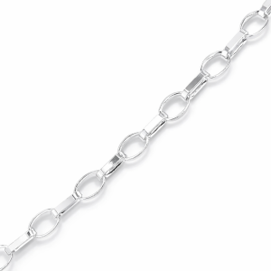 925 FLAT OVAL ROLO BRACELET+CHAIN - 6.5MM <br/>M15626