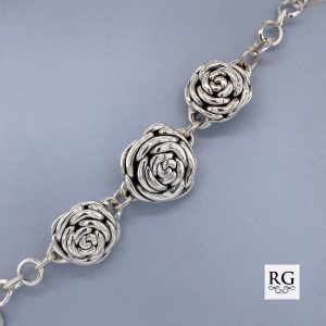 925 ELECTROF 3 ROSES ROLO BRACELET - 20MM - 13.6g  <br/>M15636.20