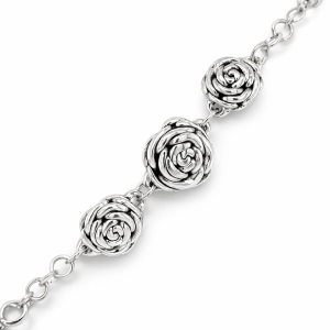 925 ELECTROF 3 ROSES ROLO BRACELET - 20MM - 13.6g  <br/>M15636.20