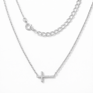 925 CZ PAVE CROSS ON ANCHOR CHAIN - 7+1.25 - 1.84g <br/>M15672.45