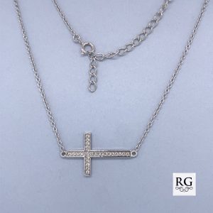 925 CZ PAVE CROSS ON ANCHOR CHAIN - 14.6+1.2 2.44g <br/>M15674.45