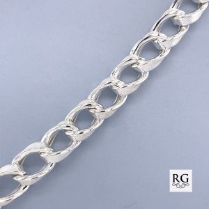 925 SLANTED TEXTURED OVAL LINK BRAC+CHAIN - 11MM <br/>M15676