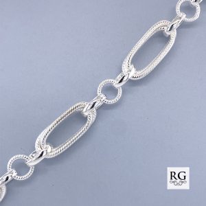 925 ROPE TEXTURED DBL OVAL LINK BRAC  10.5MM 18.4g <br/>M15679.19+4