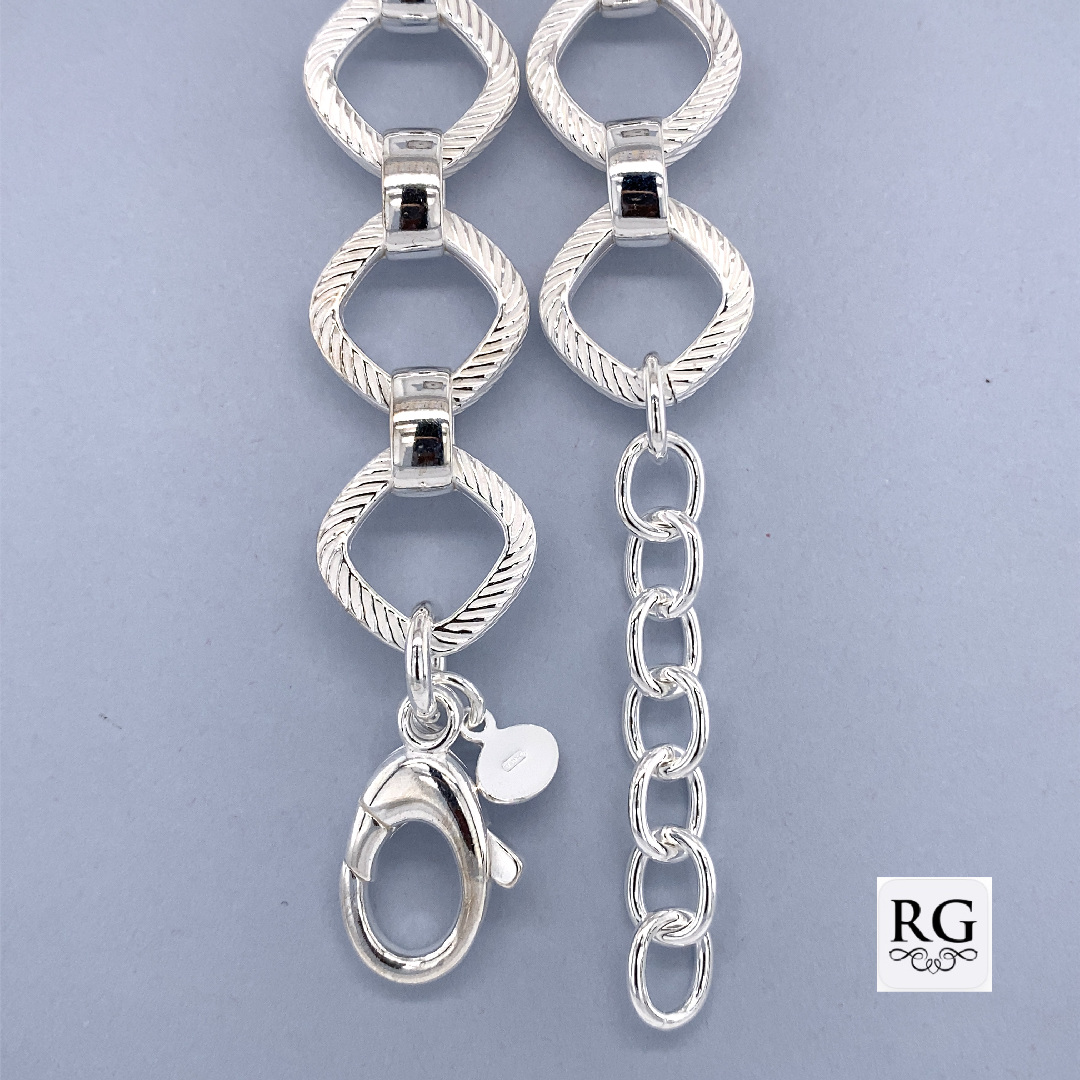 925 ROPE TEXTURED SQ LINK BRAC - 15MM - 20g <br/>M15681.19+4 - Image 2