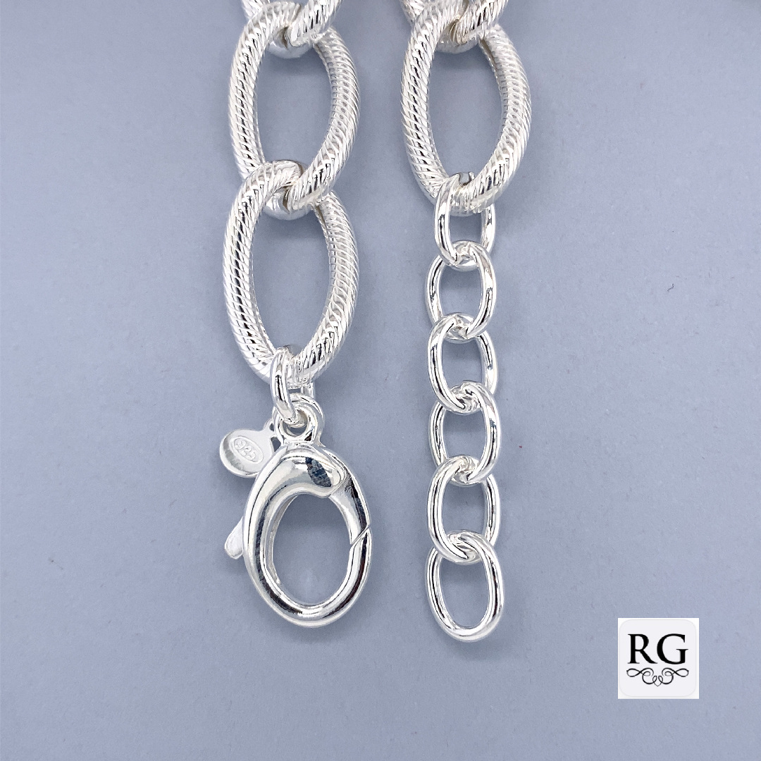 925 ROPE TEXTURED OVAL LINK BRAC+CHAIN - 13MM <br/>M15686 - Image 2