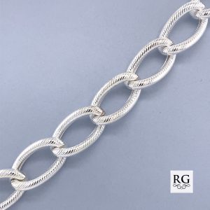 925 ROPE TEXTURED OVAL LINK BRAC+CHAIN - 13MM <br/>M15686