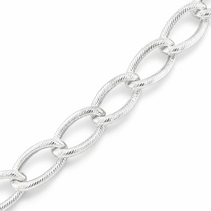925 ROPE TEXTURED OVAL LINK BRAC+CHAIN - 13MM <br/>M15686
