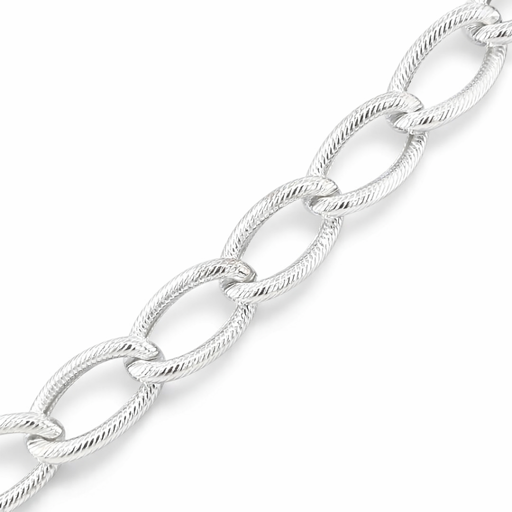 925 ROPE TEXTURED OVAL LINK BRAC+CHAIN - 13MM <br/>M15686