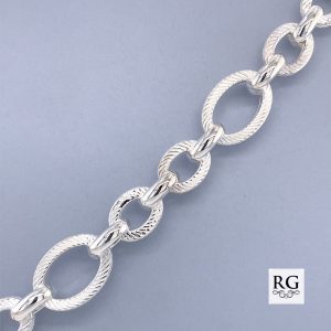 925 ROPE TEXTURED+PLAIN OV LINK BRAC+CHAIN - 14MM <br/>M15687