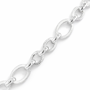 925 ROPE TEXTURED+PLAIN OV LINK BRAC+CHAIN - 14MM <br/>M15687