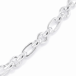 925 PLAIN OVAL+ROUND LINK BRACELET+CHAIN - 12MM <br/>M15688