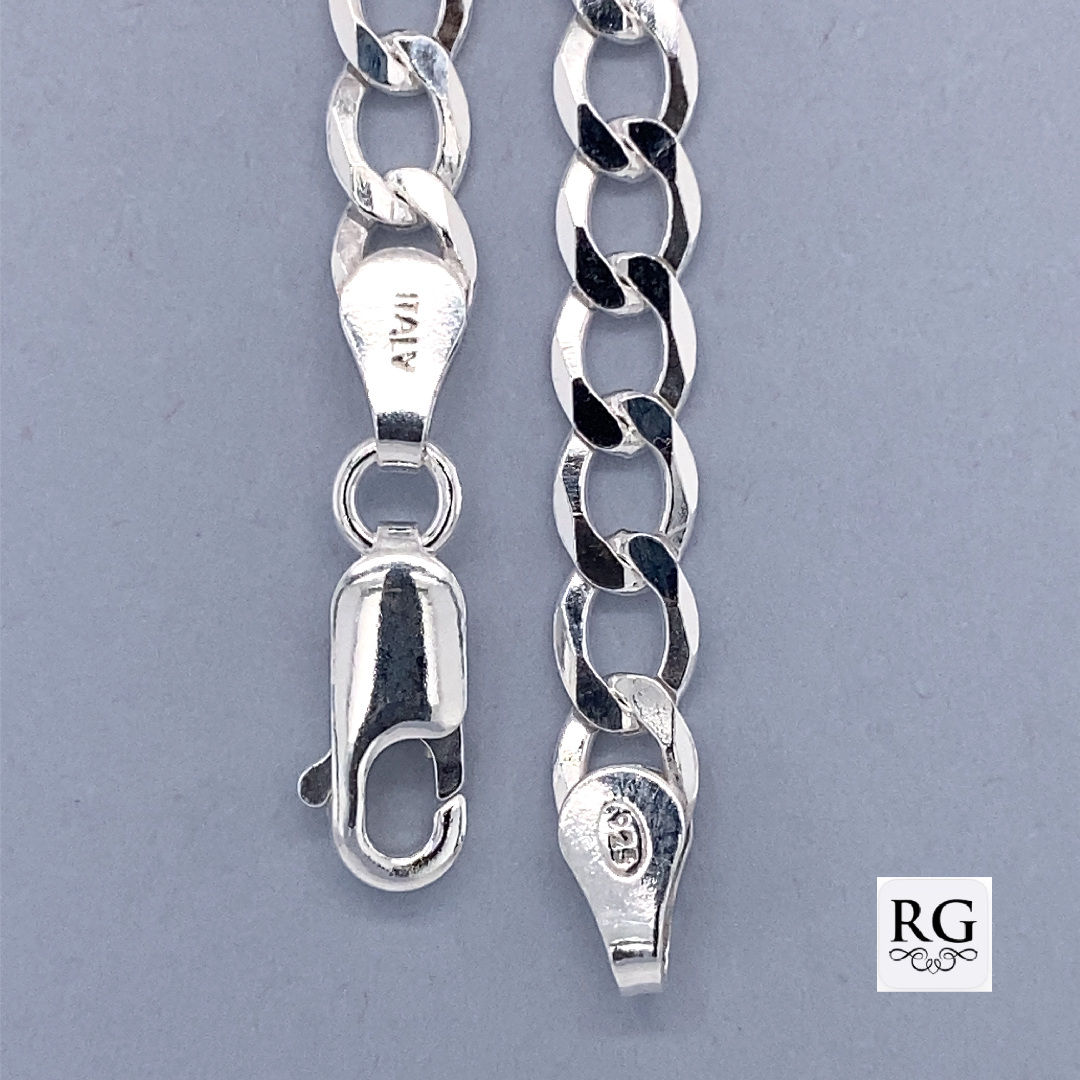 925 FLAT BEVEL EDGE CURB LINK BRAC+CHAIN - 4.7MM <br/>M15755 - Image 2