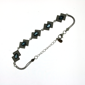 925 OVAL LONDON BLUE+CZ PAVE TENNIS BRACELET <br/>M15793.19