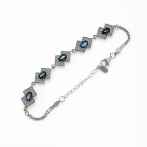 925 OVAL LONDON BLUE+CZ PAVE TENNIS BRACELET <br/>M15793.19