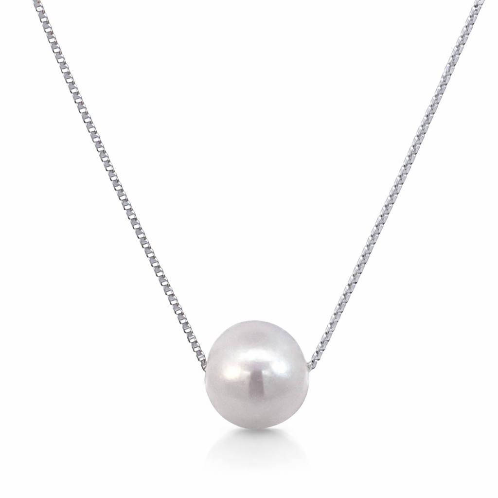 925 WHITE FW PEARL ON BOX CHAIN - 8+0.8MM <br/>M15844.40+3