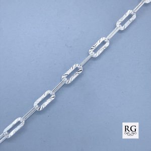925 DIA CUT PAPERCLIP BRACELET+CHAIN - 4MM <br/>M15856
