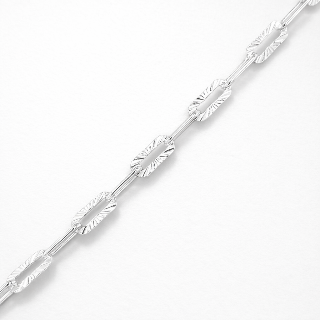 925 DIA CUT PAPERCLIP BRACELET+CHAIN - 4MM <br/>M15856