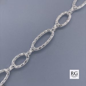 925 HAMMERED OVAL LINK BRACELET+CHAIN - 11MM <br/>M15858