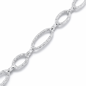 925 HAMMERED OVAL LINK BRACELET+CHAIN - 11MM <br/>M15858