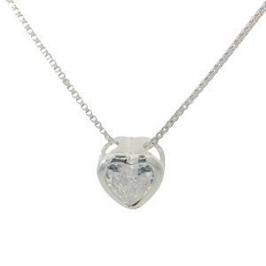 925 SLIDING CZ HEART ON BOX CHAIN 7X7+0.8 1.95g