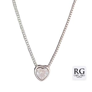 925 SLIDING CZ HEART ON BOX CHAIN 7X7+0.8 2.3g <br/>M15871.42+3