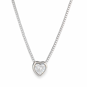 925 SLIDING CZ HEART ON BOX CHAIN 7X7+0.8 2.3g <br/>M15871.42+3