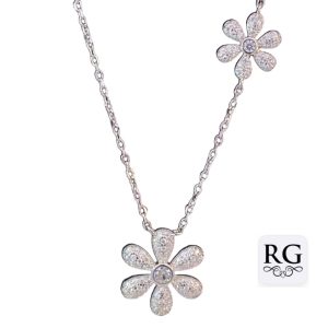 925 CZ PAVE DOUBLE DAISY ON ANCHOR CHAIN - 3.35g <br/>M15873.42+3