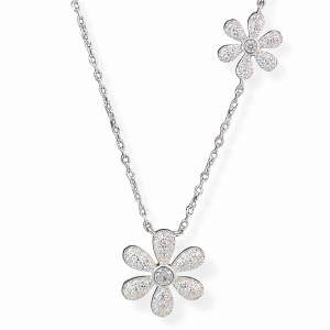 925 CZ PAVE DOUBLE DAISY ON ANCHOR CHAIN - 3.35g <br/>M15873.42+3