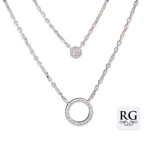 925 CZ PAVE CIRCLE OF LIFE+RND CZ DBL LAYER CHAIN  <br/>M15875.42+3
