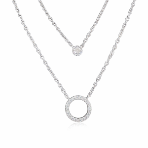 925 CZ PAVE CIRCLE OF LIFE+RND CZ DBL LAYER CHAIN  <br/>M15875.42+3