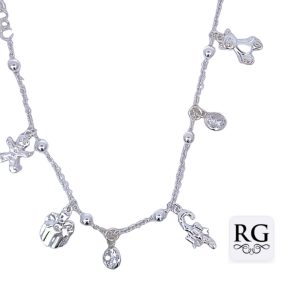 925 CZS+XMAS CHARMS ON ANCHOR BRACELET - 7.4g <br/>M15896.18+3