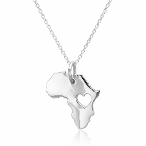 925 CUT OUT HEART AFRICA PENDANT ON ANCHOR CHAIN <br/>M15904.41+5