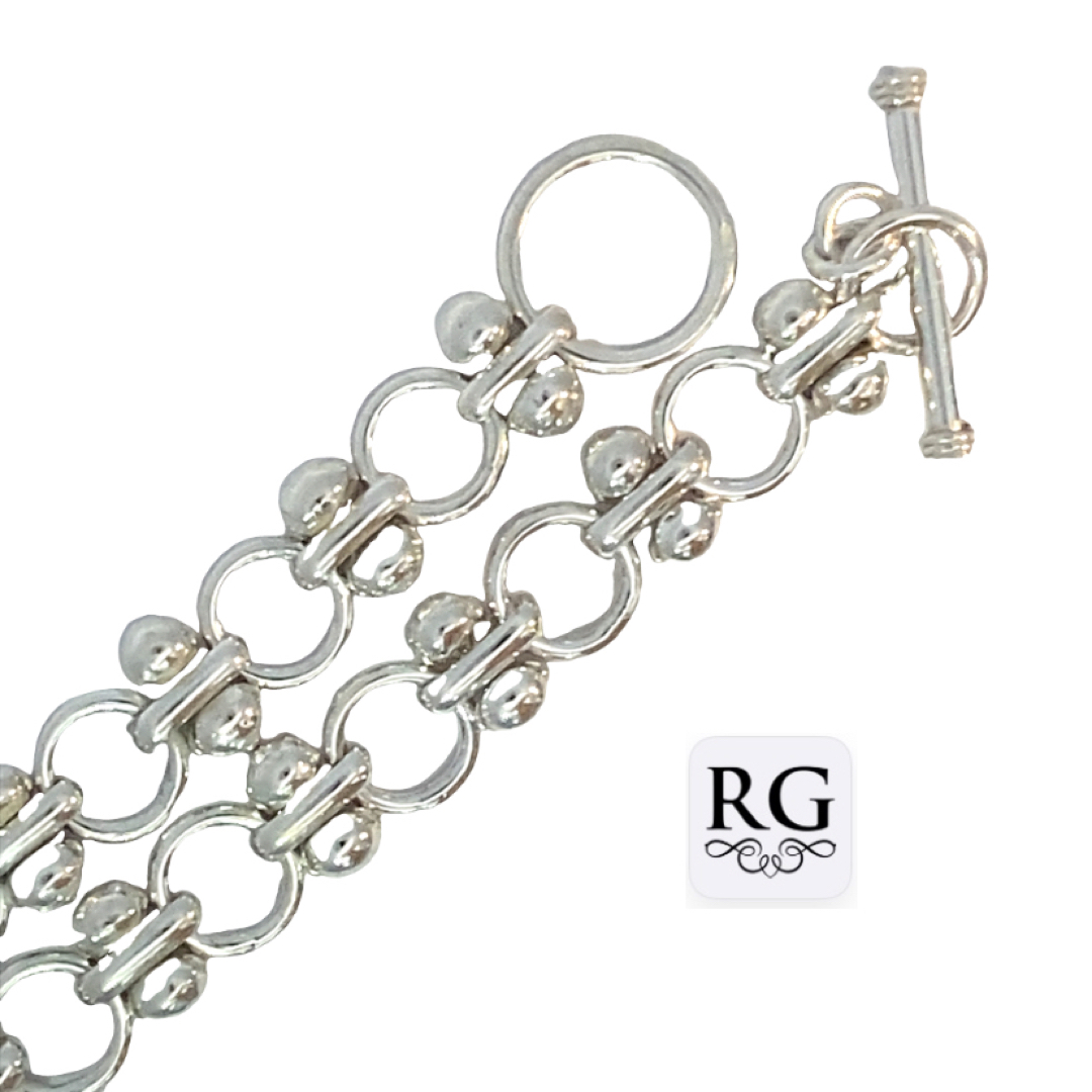 925 DBL BALLS+CIRCLE LINK BRACELET - 9MM - 24.2g <br/>M15908.21 - Image 2