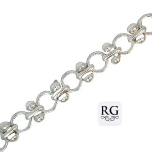 925 DBL BALLS+CIRCLE LINK BRACELET - 9MM - 24.2g <br/>M15908.21