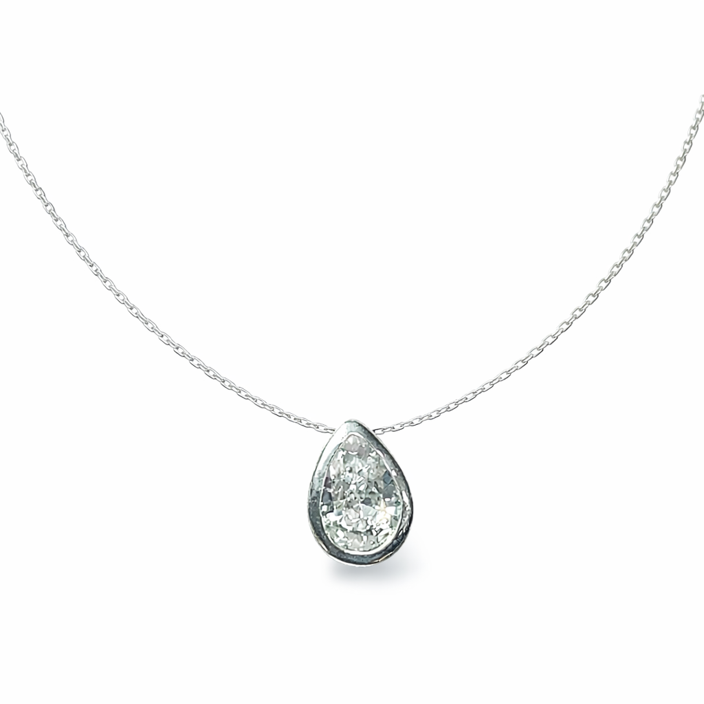 925 SLIDING TUBE SET TDROP CZ ON GUT CHAIN - 9X7 <br/>M15925.45
