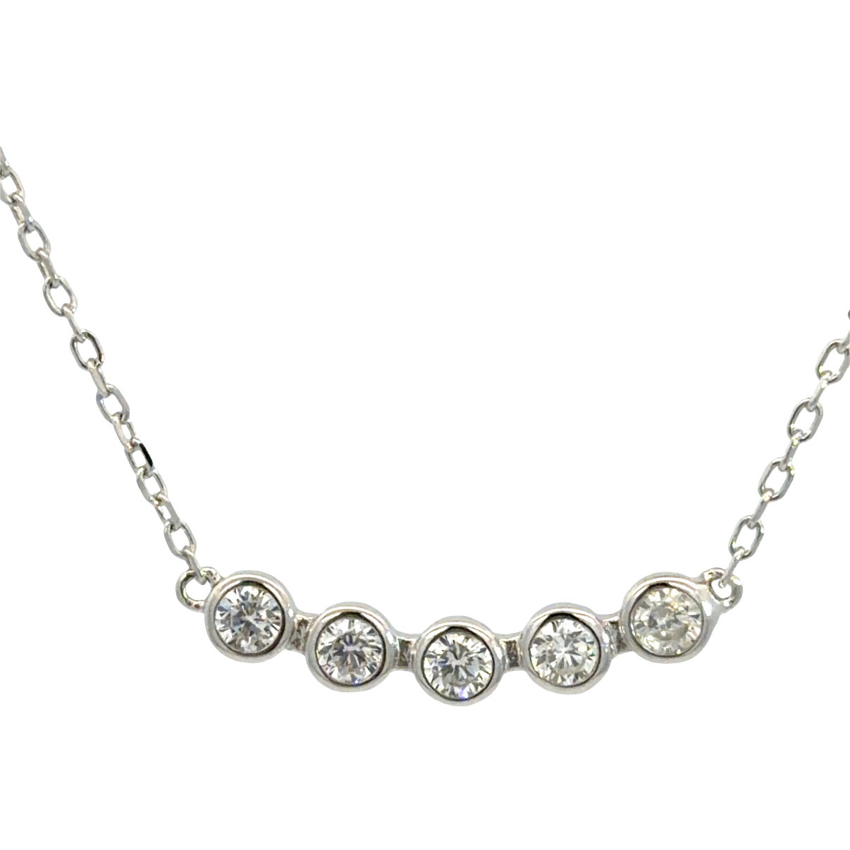 925 CZ PAVE TUBE SET BAR ON ANCHOR CHAIN - 2.56g