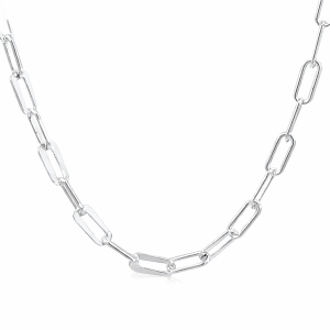 925 FANCY PAPERCLIP BRACELET+CHAIN - 3.6+4.2MM <br/>M15943
