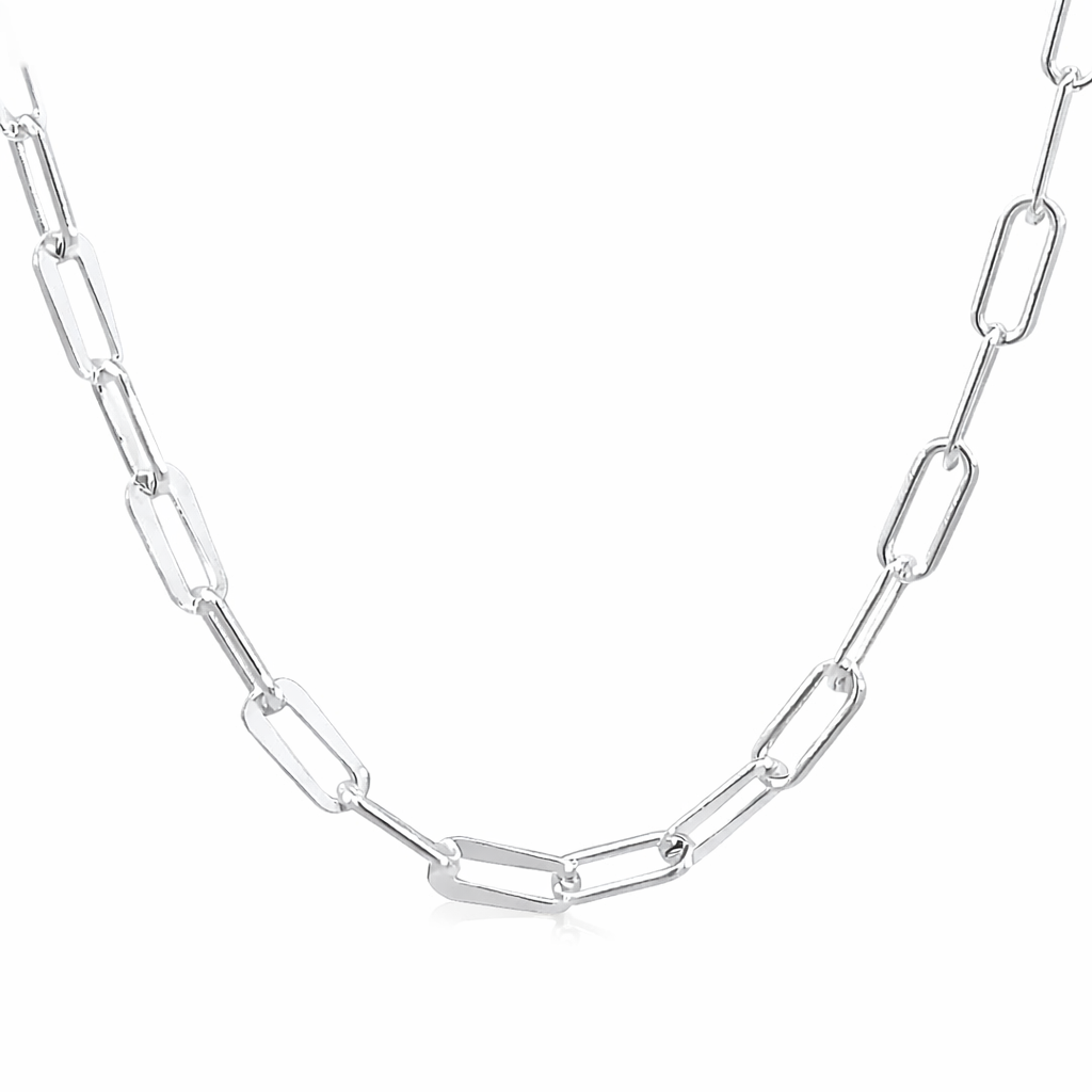 925 FANCY PAPERCLIP BRACELET+CHAIN - 3.6+4.2MM <br/>M15943
