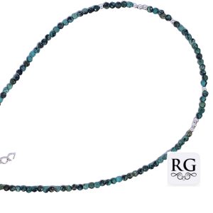 925 AFRICAN TURQUOISE+BALLS ANKLE CHAIN - 2MM <br/>M15953.24+3
