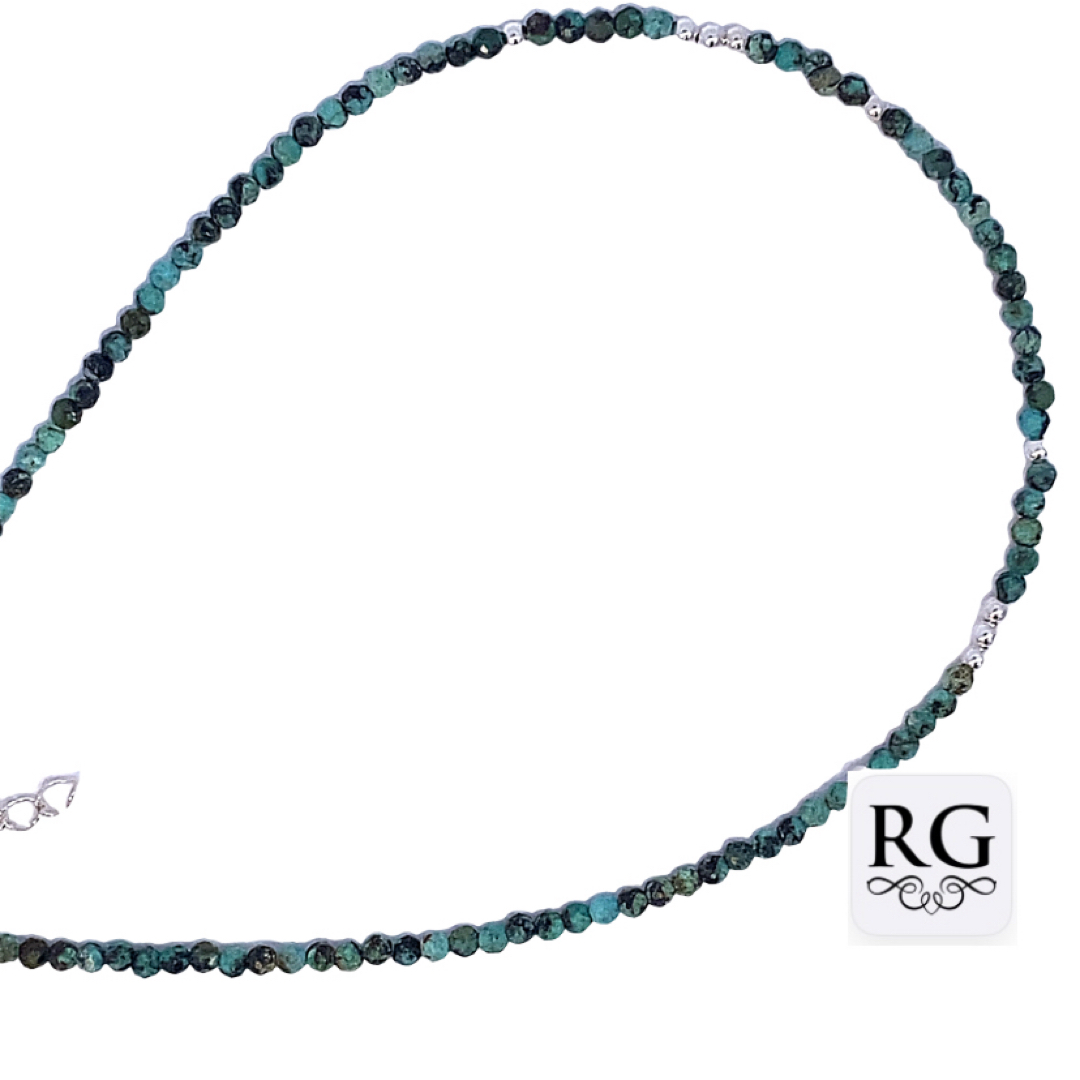 925 AFRICAN TURQUOISE+BALLS ANKLE CHAIN - 2MM <br/>M15953.24+3