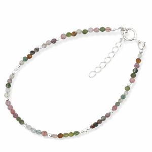 925 MIXED TOURMALINE+BALLS BRACELET - 2MM <br/>M15955.17+3