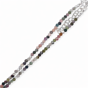 925 MIXED TOURMALINE+BALLS CHAIN - 2MM <br/>M15955.41+5