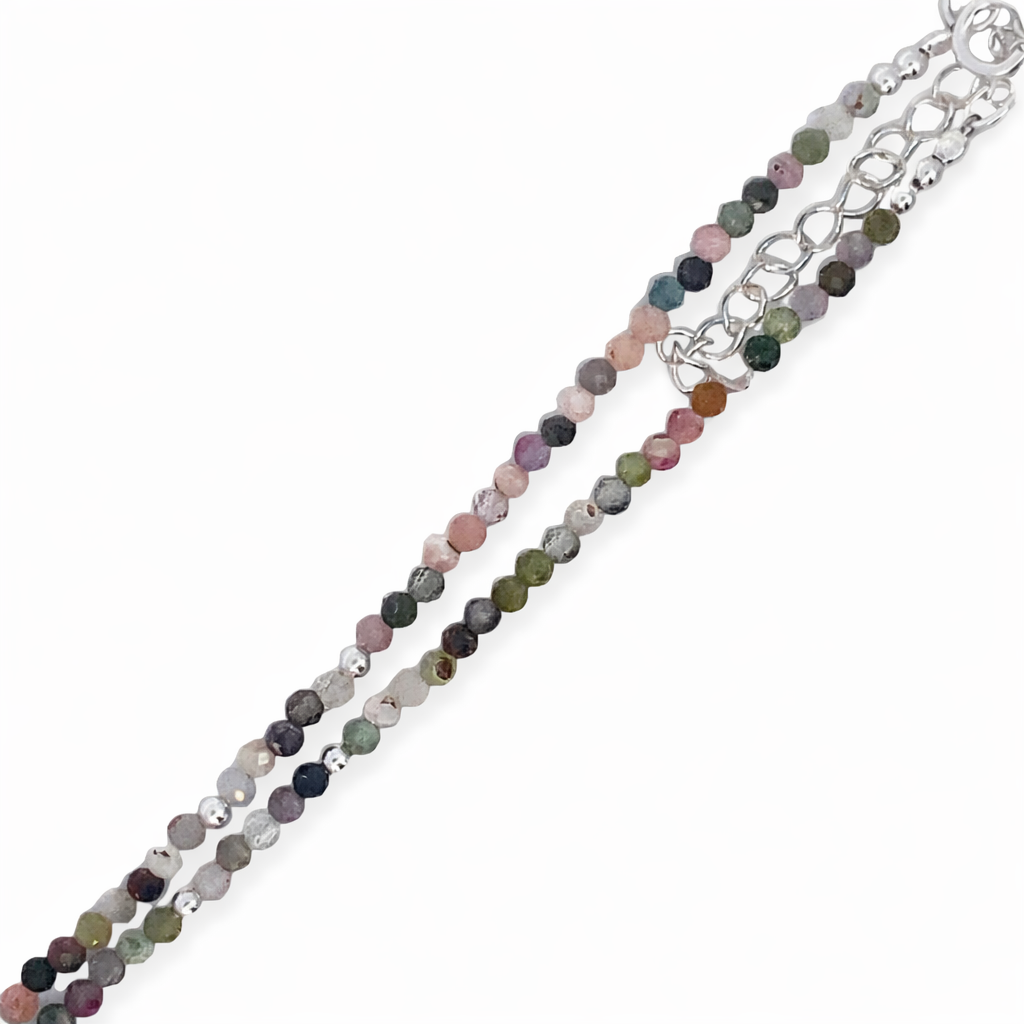 925 MIXED TOURMALINE+BALLS CHAIN - 2MM <br/>M15955.41+5
