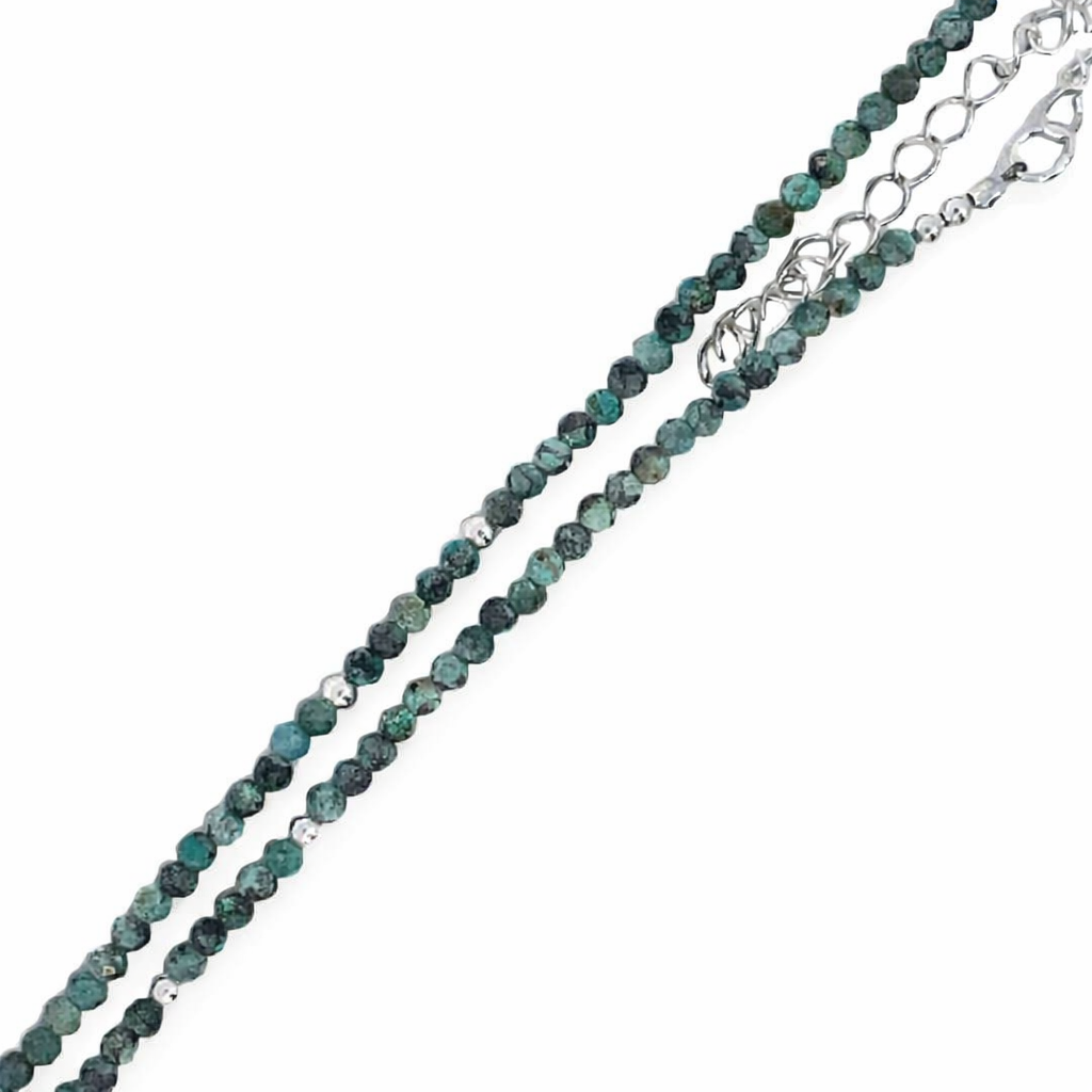 925 DARK CRYSOCOLLA+BALLS CHAIN - 2MM <br/>M15957.41+5
