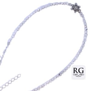 925 MOONSTONE+BALLS+TURTLE ANKLE CHAIN - 2MM <br/>M15962.24+3