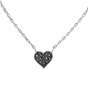 925 MARCASITE HEART ON ANCHOR CHAIN - 8X6+1.3  2.4 <br/>M15965.40+5