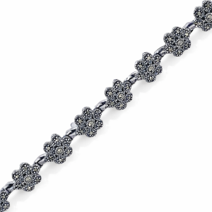 925 MARCASITE VINTAGE FLOWERS BRAC - 9MM - 16.1g <br/>M15967.19