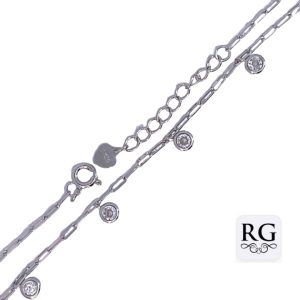 925 DROP CZ'S ON PAPERCLIP BRACELET - 2.1g <br/>M15974.17+3