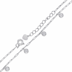 925 DROP CZ'S ON PAPERCLIP BRACELET - 2.1g <br/>M15974.17+3