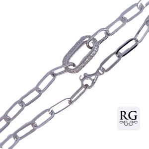 925 CZ PAVE OVAL LINK PAPERCLIP BRACELET - 3.1g <br/>M15977.18